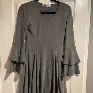 Grey dress with bell sleeves
